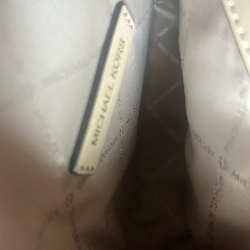 Studded Beige Leather Shoulder Bag - Picture 10 of 13